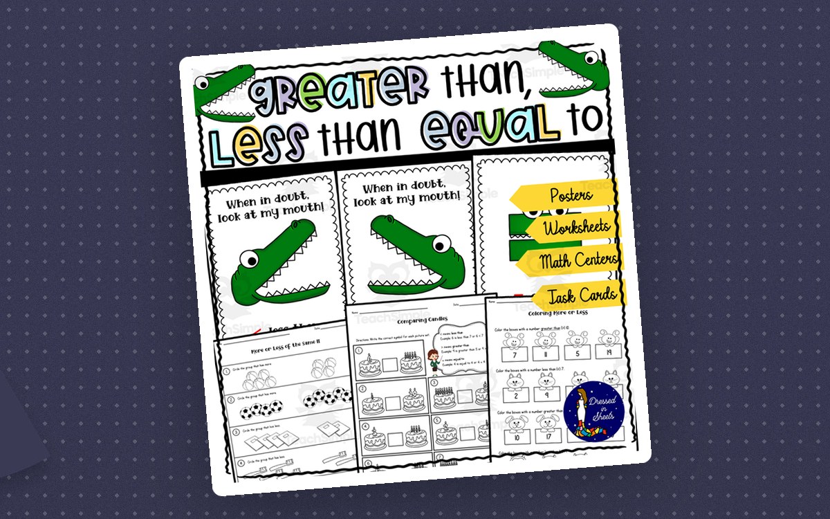 Greater than, less than, equal to Worksheets teaching resource preview