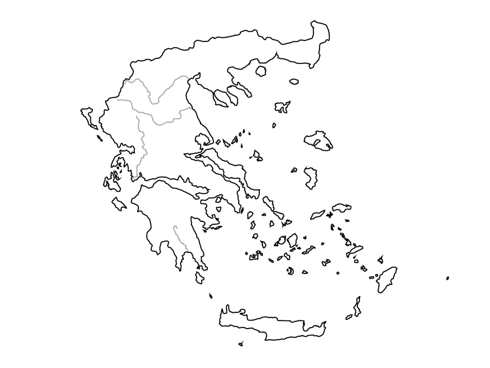 Outline map of Greece with major rivers traced in gray but unnamed; students label the rivers and coastline