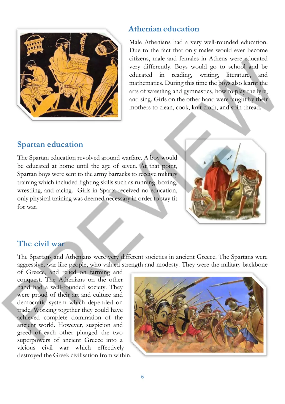 Athenian and Spartan education and the civil war: reading on schooling for boys and girls and how the rivals went to war