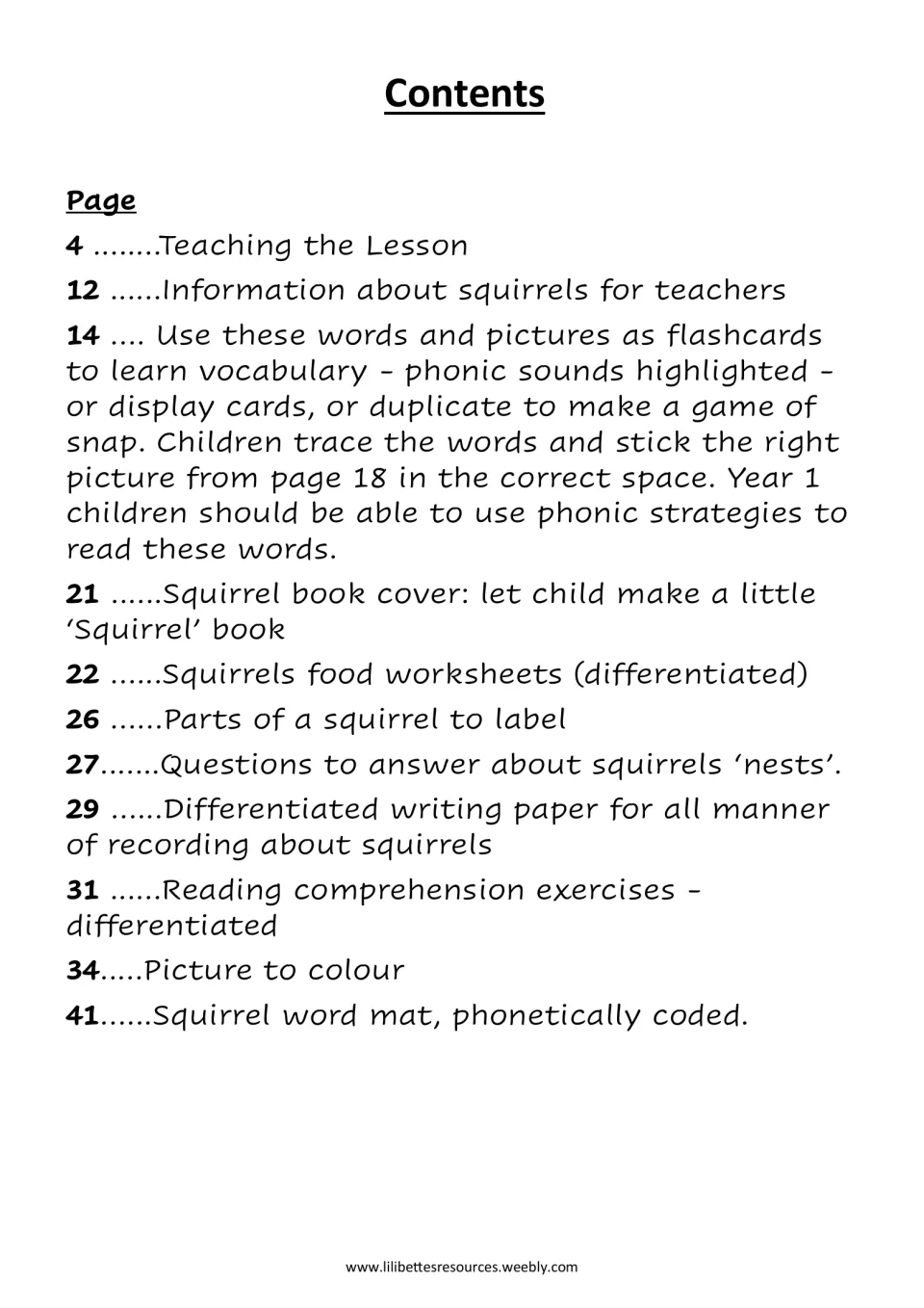Contents list: lesson notes, flashcards, food sheets, parts to label, nest questions, comprehension and a word mat