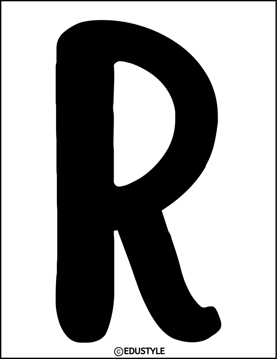 Solid black uppercase R, an individual display letter for the graduation bulletin board and door decor kit