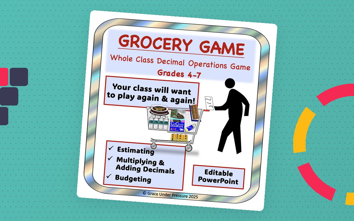 Grocery Game: Estimating, Adding, and Multiplying Decimals teaching resource preview