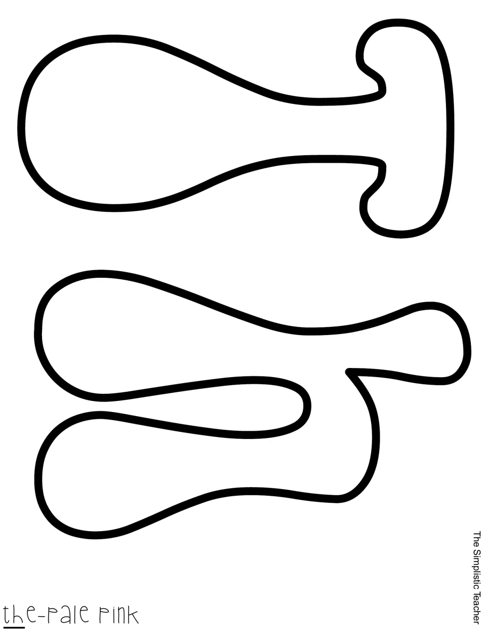 Outlined T and h cut-out letters for “The” in the Christmas display title, labeled for pale pink coloring