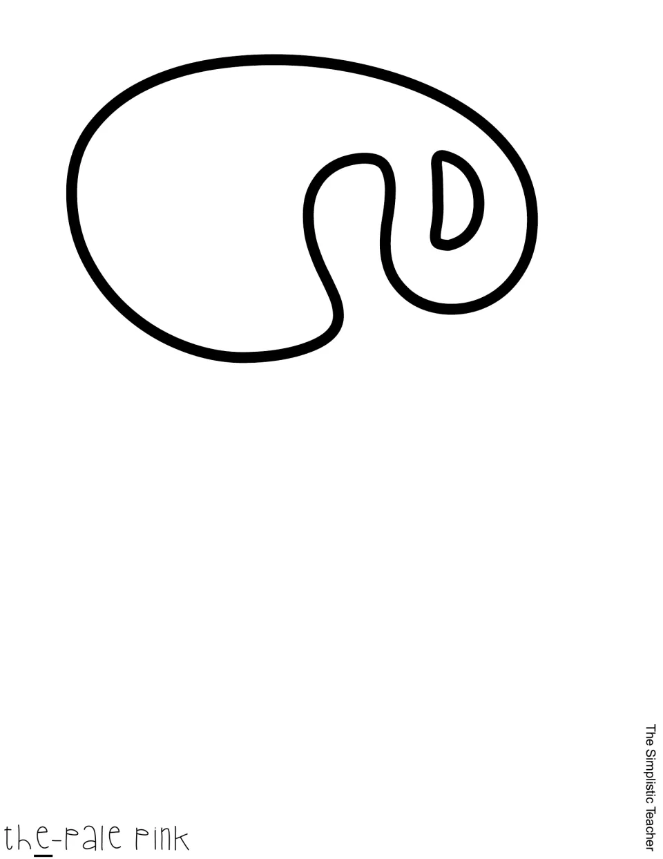 Outlined lowercase e cut-out completing “The” in the Christmas display title, labeled for pale pink coloring