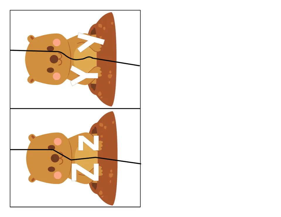 Letter matching Y and Z: the final two groundhog puzzles, each split so students match capital and lowercase Yy and Zz