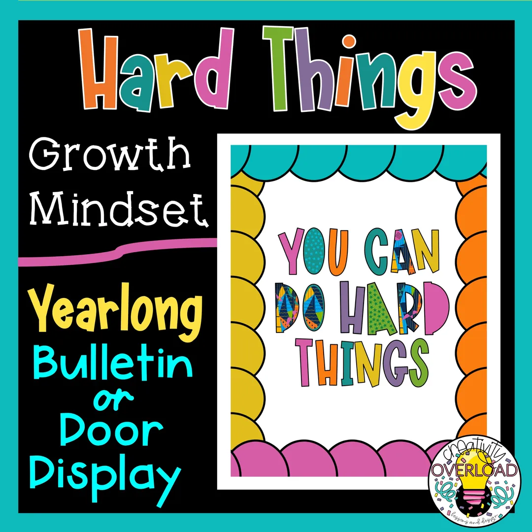 Growth Mindset Bulletin Board or Door Décor | You Can Do Hard Things – cover