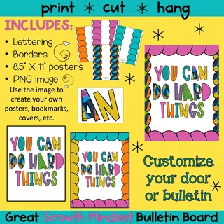 Growth Mindset Bulletin Board or Door Décor | You Can Do Hard Things – preview 2