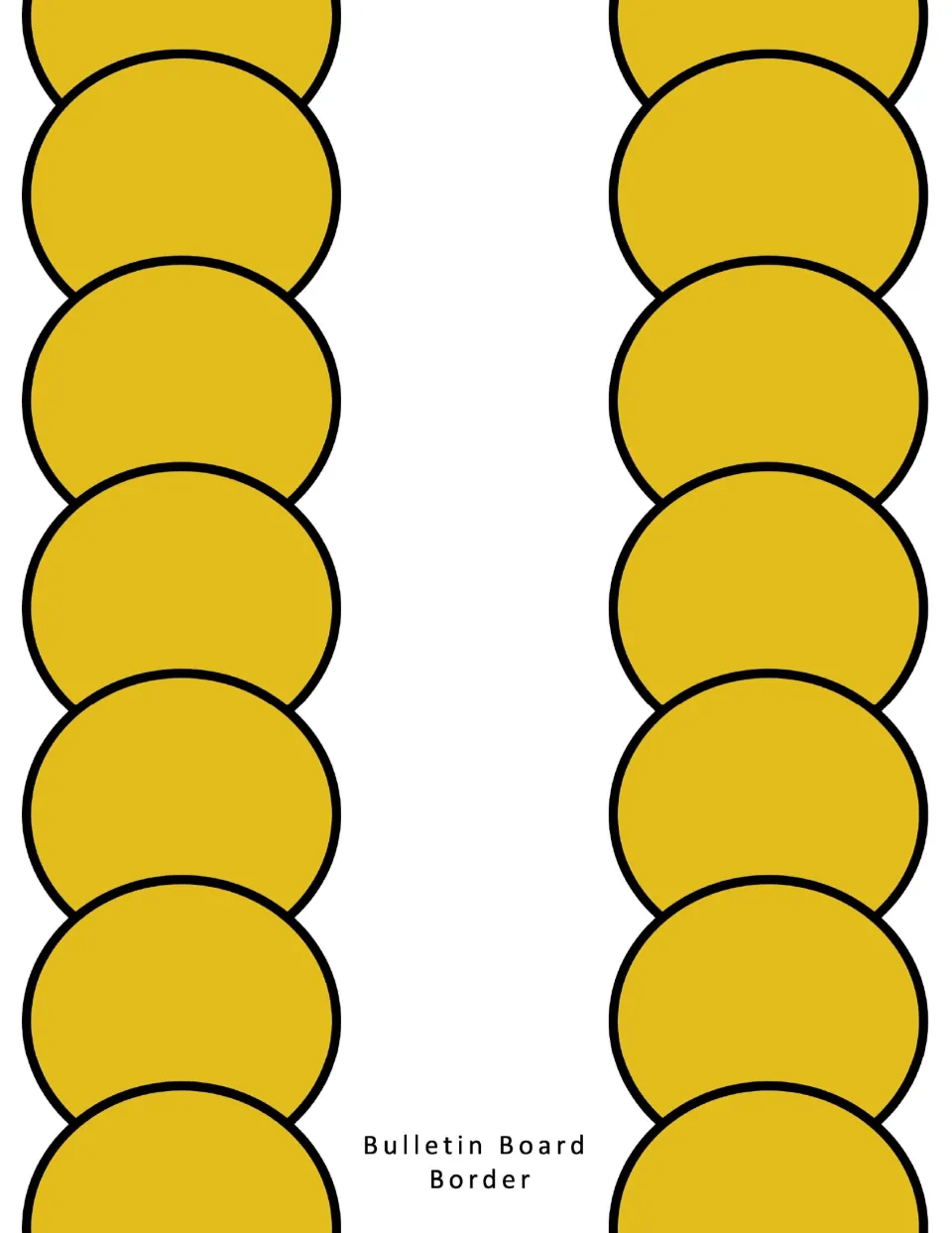 Bulletin board trim in yellow: two long scalloped strips to cut out, line up end to end and staple around a board