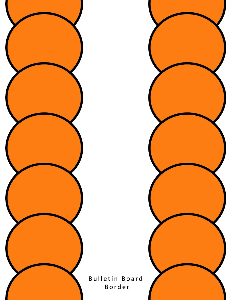 Bulletin board trim in orange: a pair of scalloped strips that cut apart and connect to edge a door or wall space