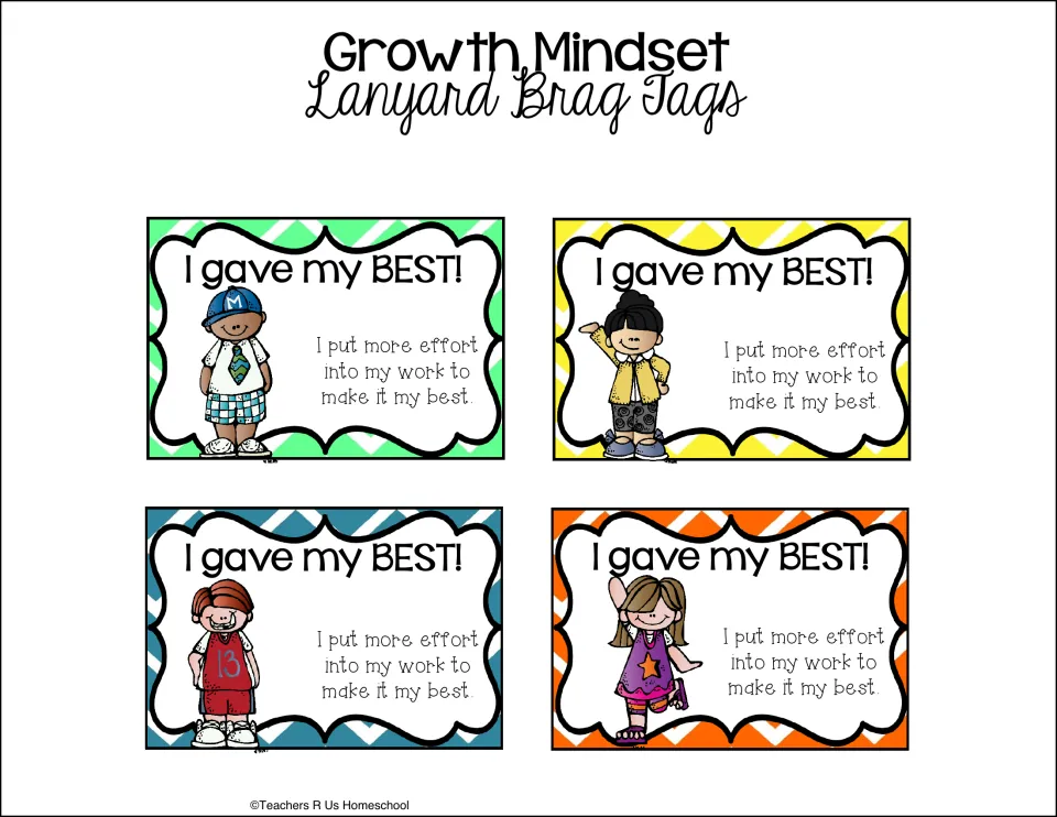 Effort badges: four I gave my BEST! tags reading I put more effort into my work to make it my best, each showing a child