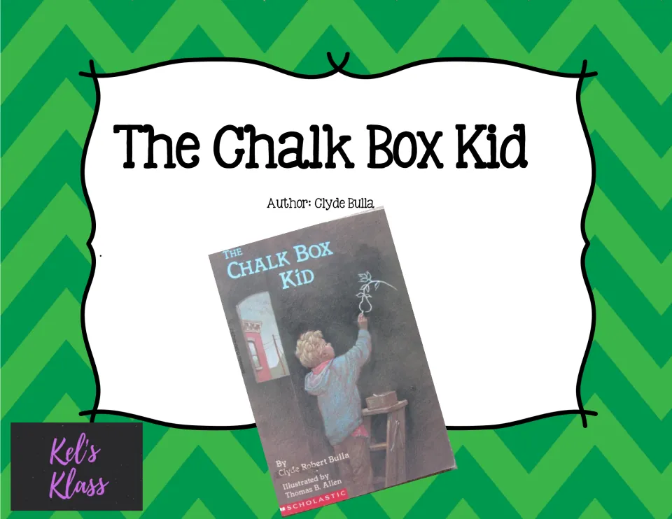 The Chalk Box Kid by Clyde Bulla cover for a reading response trifold, showing the novel's cover of a boy drawing in chalk