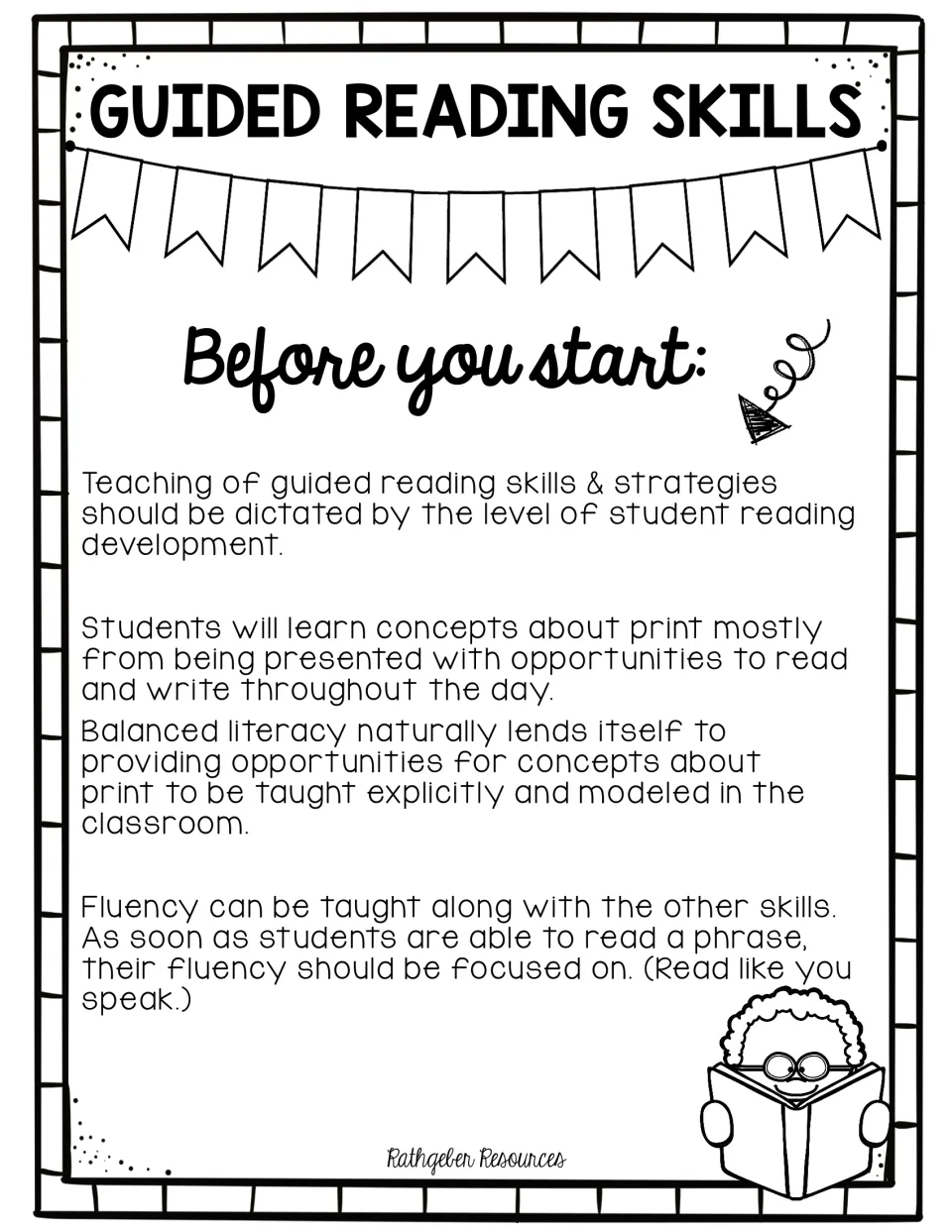 Before you start: teacher notes on matching guided reading strategies to reading level and teaching fluency early
