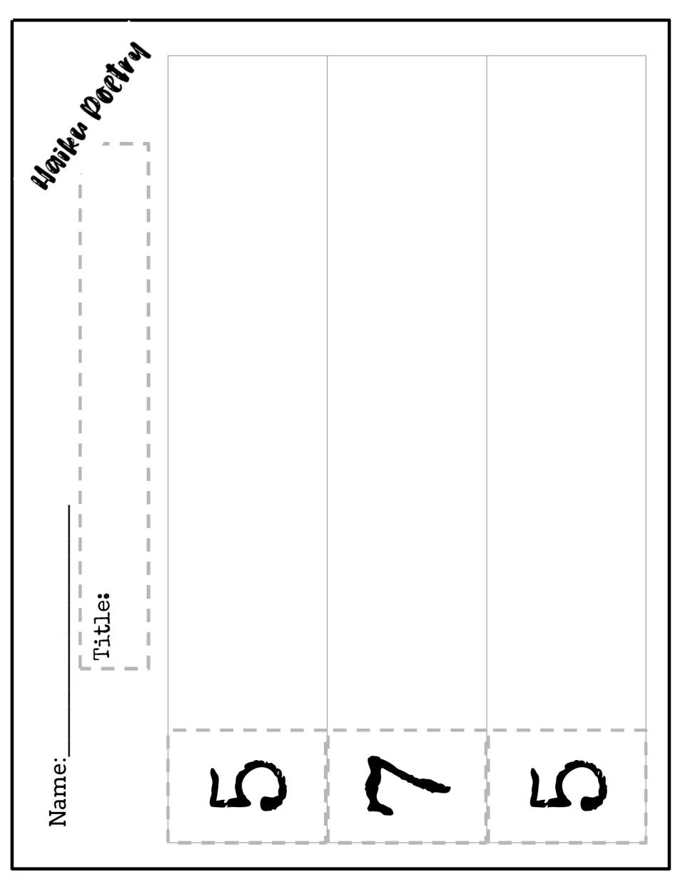 Landscape Haiku Poetry page: students title a poem and write each part above a 5, 7 or 5 syllable count label