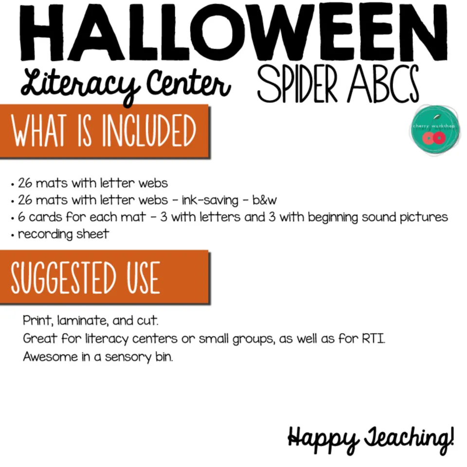 What is included: 26 color letter web mats, 26 ink-saving mats, 6 cards per mat and a recording sheet; suggested use