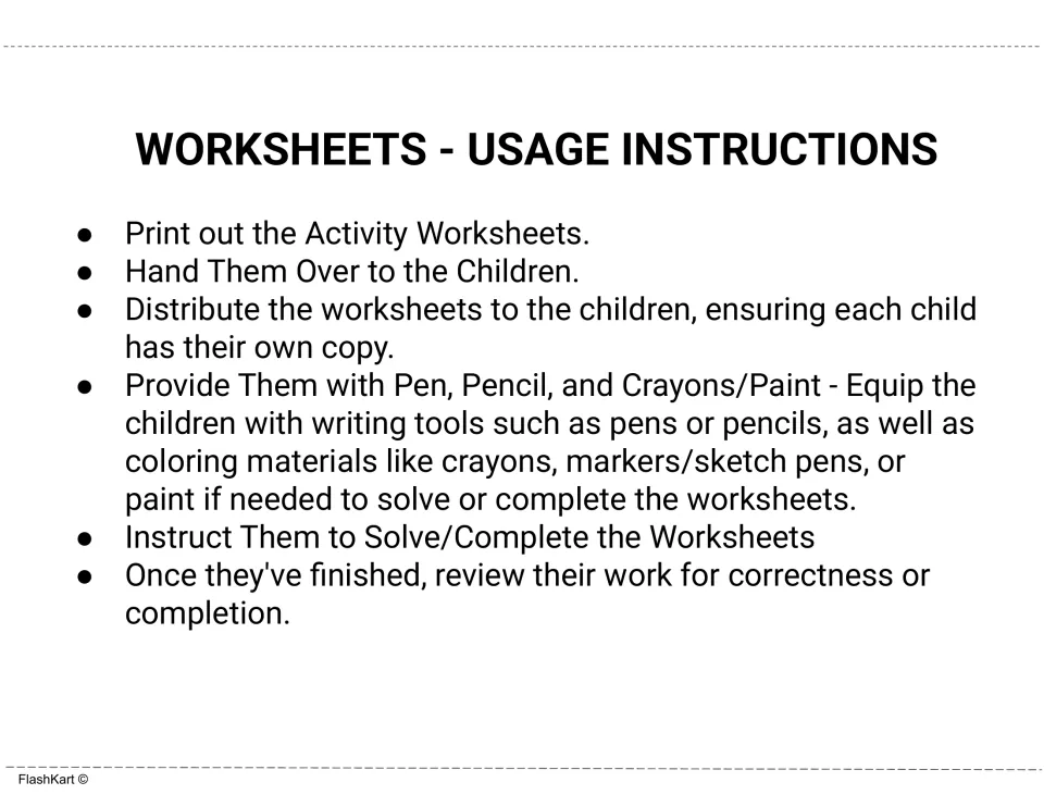 Usage instructions: print the worksheets, give each child a copy with pencils and crayons, then review finished work