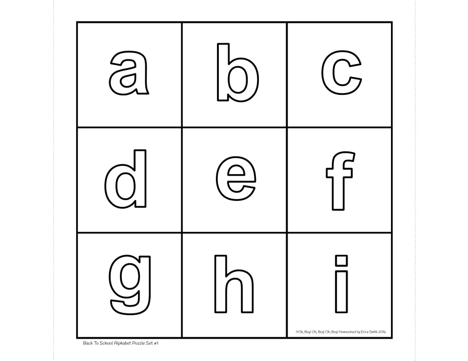 Set 1 lowercase alphabet puzzle board with letters a, b, c, d, e, f, g, h, and i to match uppercase pieces