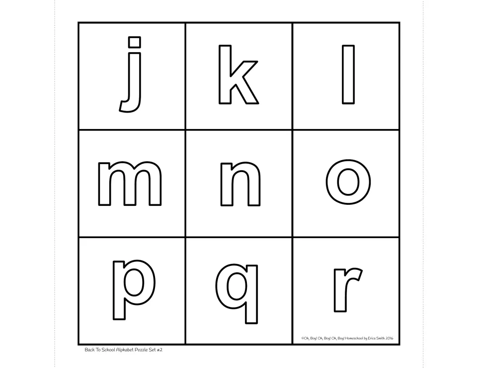 Set 2 lowercase alphabet puzzle board with letters j, k, l, m, n, o, p, q, and r to match uppercase pieces