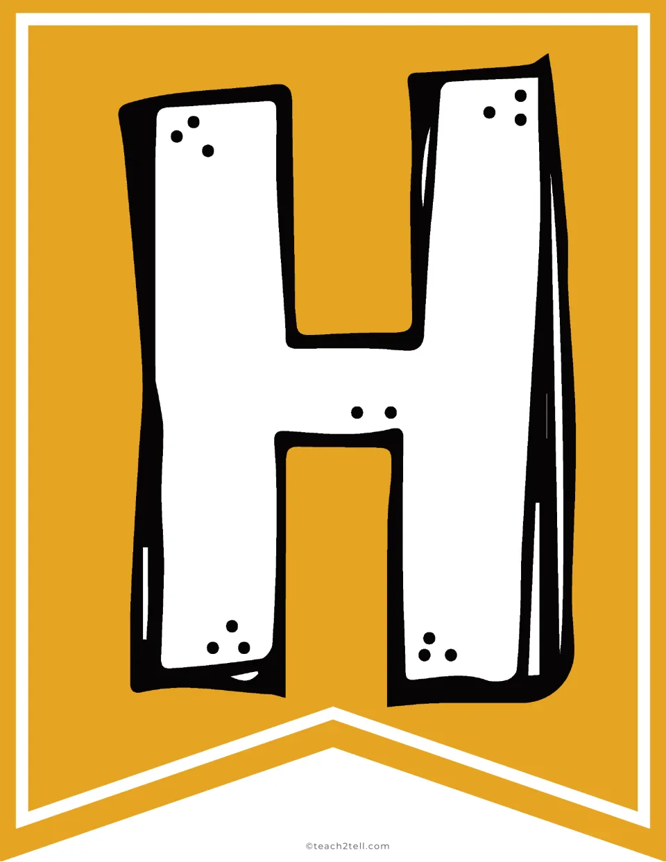 Yellow letter H bunting flag, the first letter in “Halloween” for the classroom “Happy Halloween” banner
