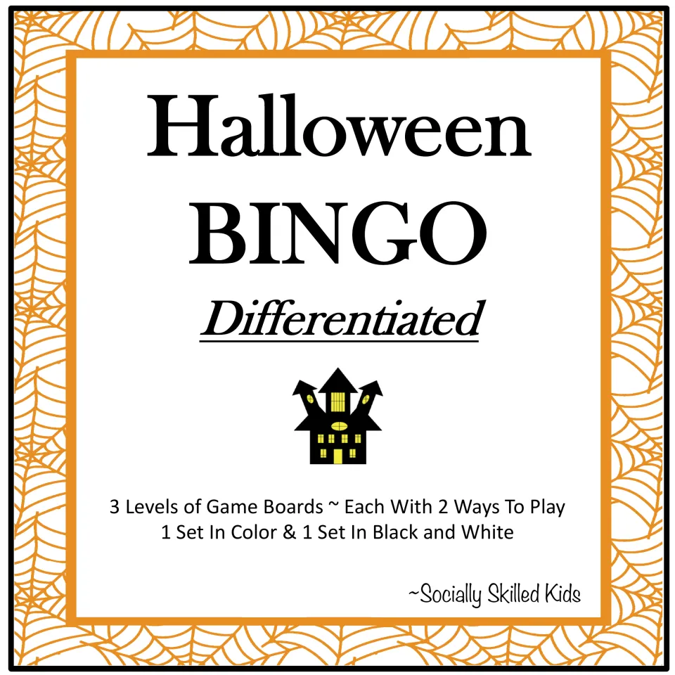 Halloween BINGO Differentiated cover: 3 levels of game boards, each with 2 ways to play, in color and black and white