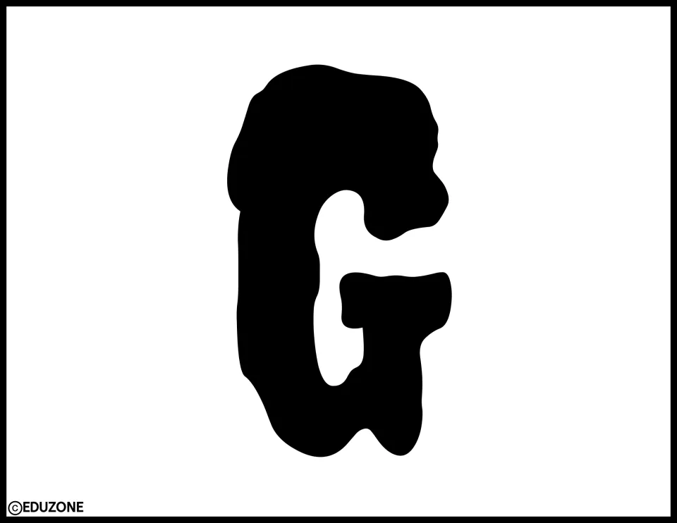 Halloween board lettering: solid black letter G in a dripping spooky font, a cut-out piece for spelling a title