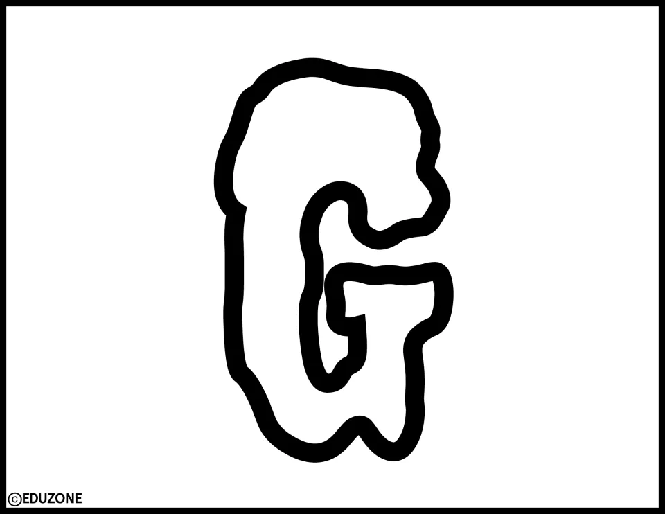 Outlined letter G in the dripping Halloween font, a cut-out piece students can color before it goes up