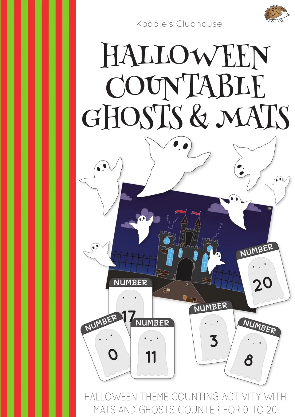 Halloween Countable Ghosts and Mats cover showing a haunted house mat, ghost counters, and number cards