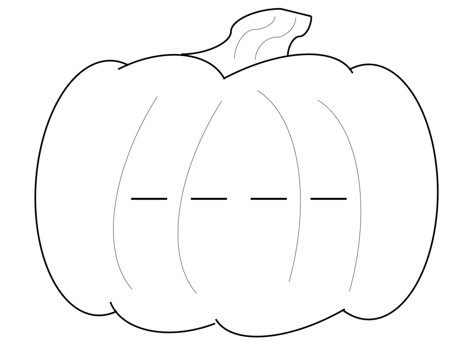 Name writing pumpkin with 4 letter blanks: students practise forming each letter of a four-letter name, then color it