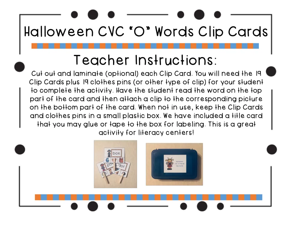 Teacher instructions: cut out the 19 clip cards; students read each word and clip the matching picture