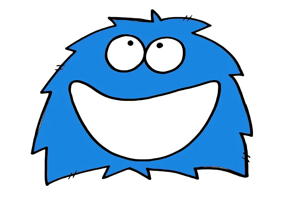 Monster mat 8 of 10 for the Halloween sorting game, featuring a blue monster with a wide, open mouth.