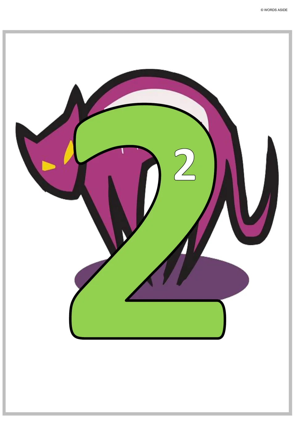 Multiplication and repeated addition poster for 2, showing one small 2 inside the large numeral.