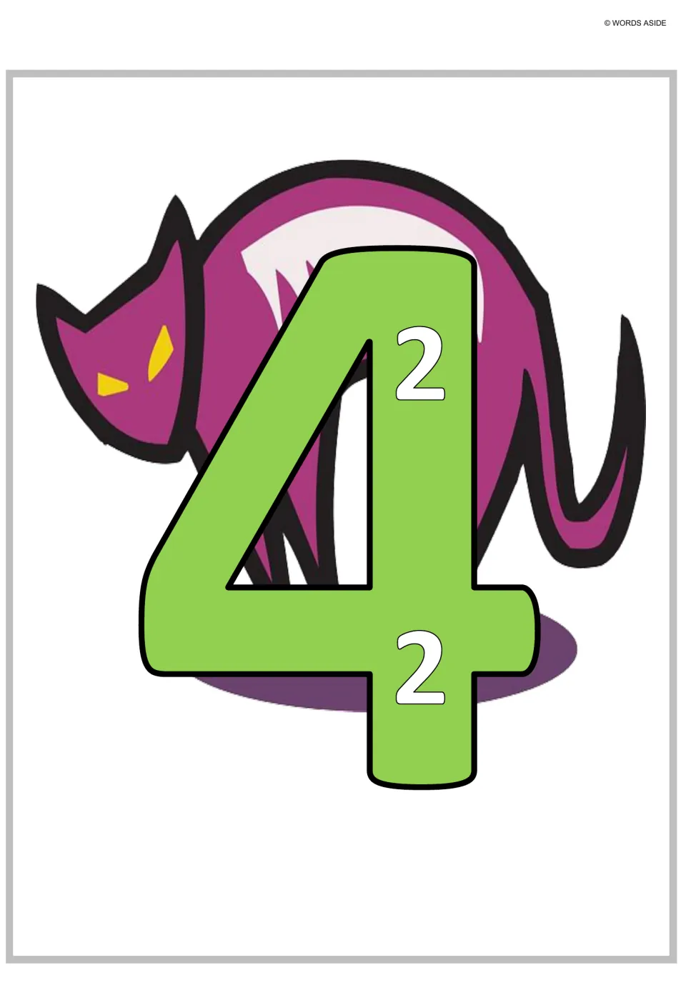 Multiplication and repeated addition poster for 4, showing two small 2s inside the large numeral.