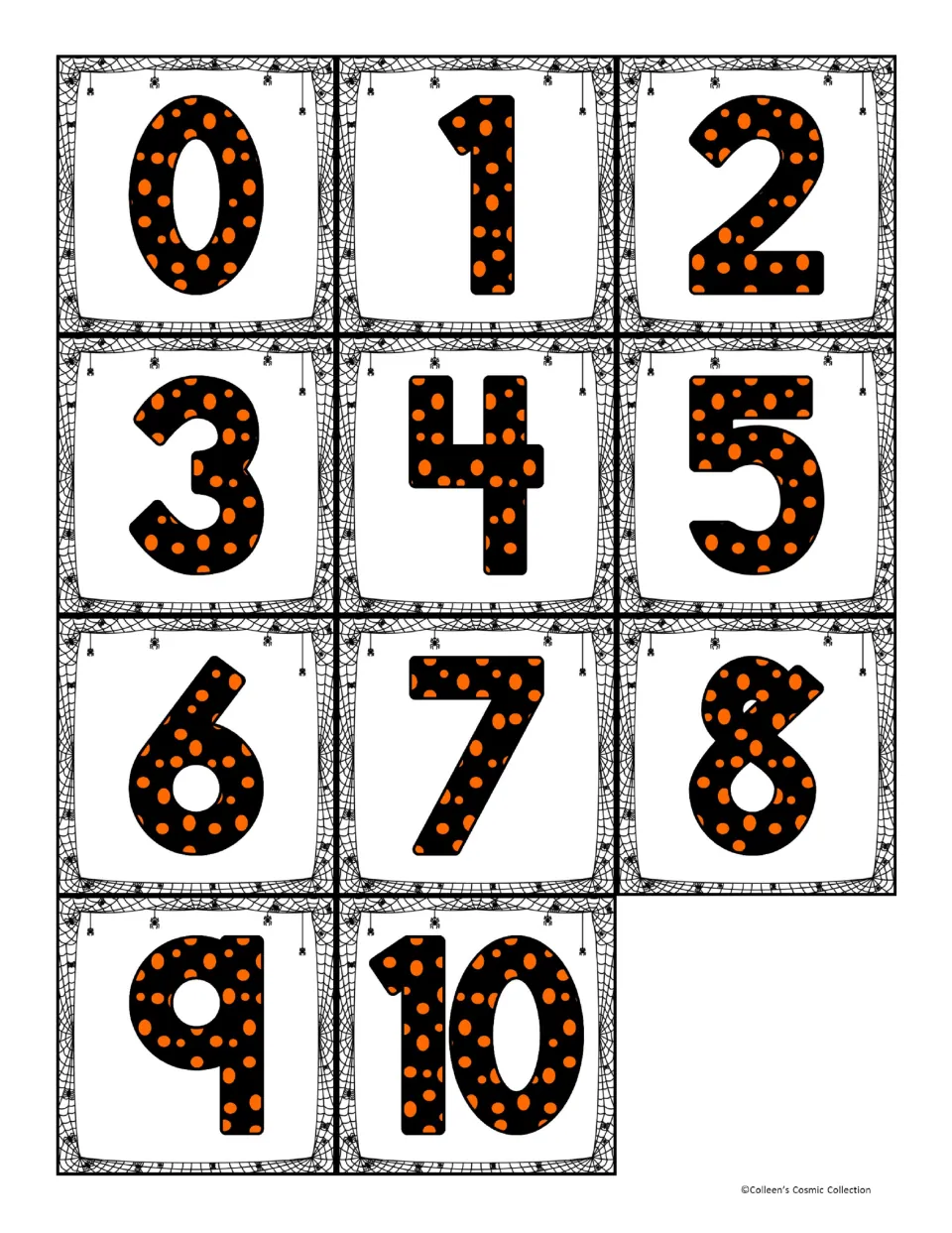 Eleven bingo calling cards numbered 0–10, to cut apart and draw for students to match on their boards