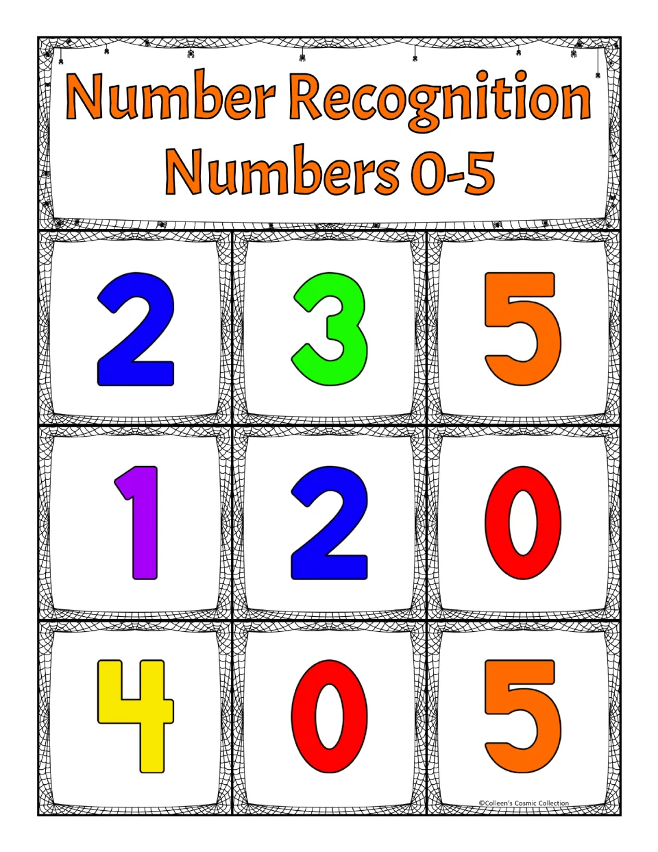 Numbers 0-5 bingo board: players recognize called numerals and cover matches for 2, 3, 5, 1, 2, 0, 4, 0 and 5