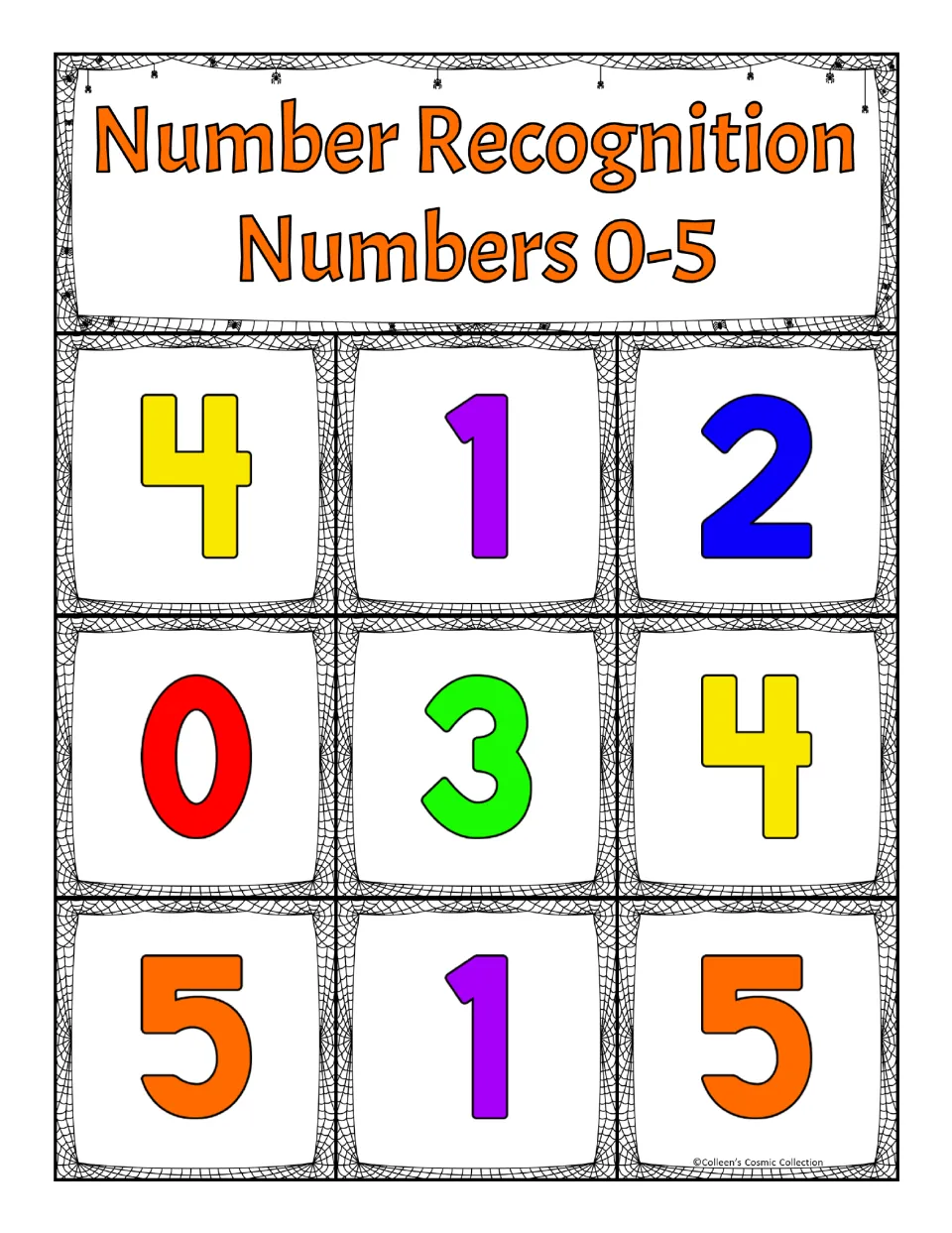 Second bingo board for recognizing numbers 0–5, showing 4, 1, 2, 0, 3, 4, 5, 1, 5 in reading order