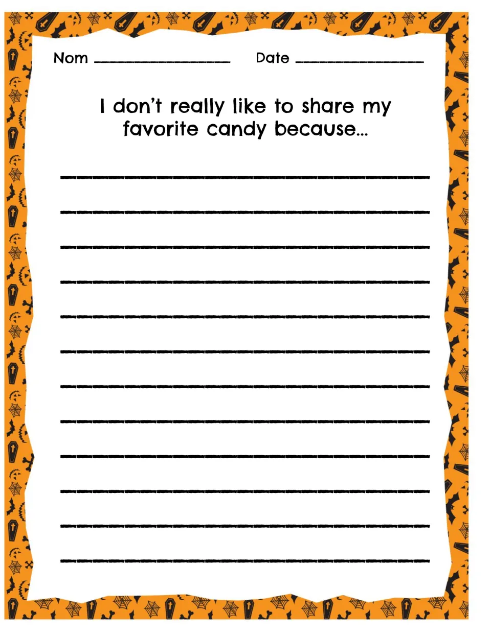 Halloween candy opinion: students give reasons after "I don't really like to share my favorite candy because..."