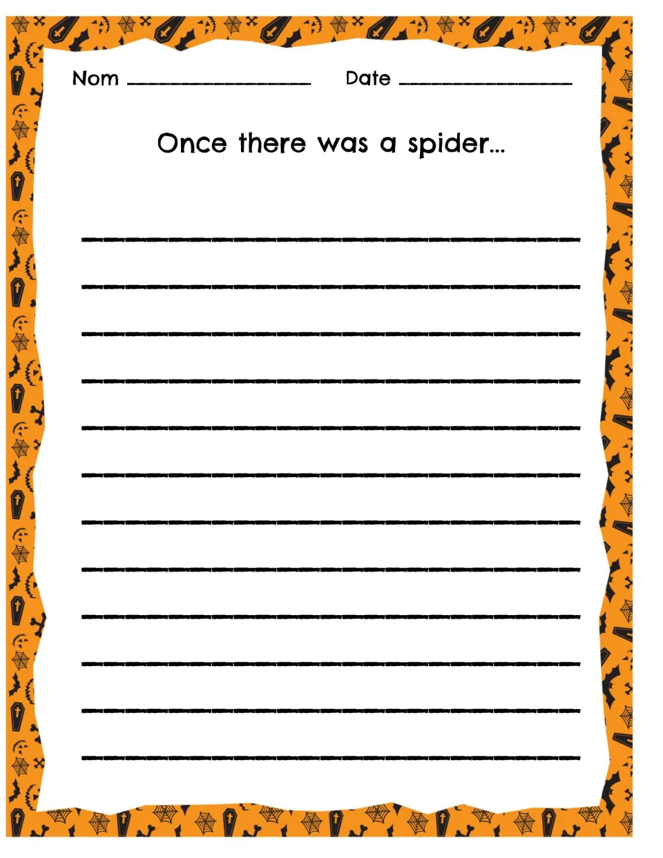 Spider story starter: students continue the opening "Once there was a spider..." to write a short Halloween narrative