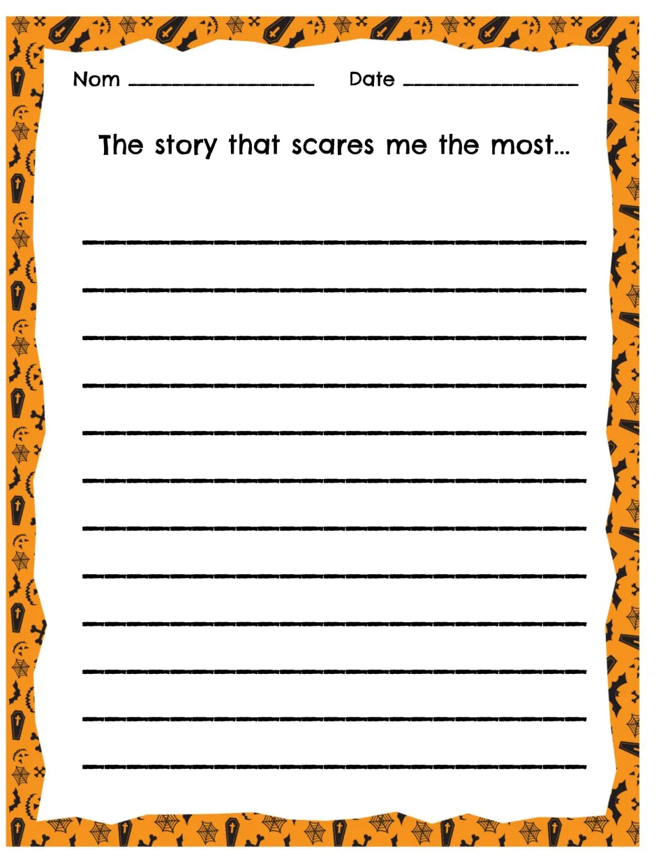 Scariest story response: students complete "The story that scares me the most..." and tell about a spooky tale