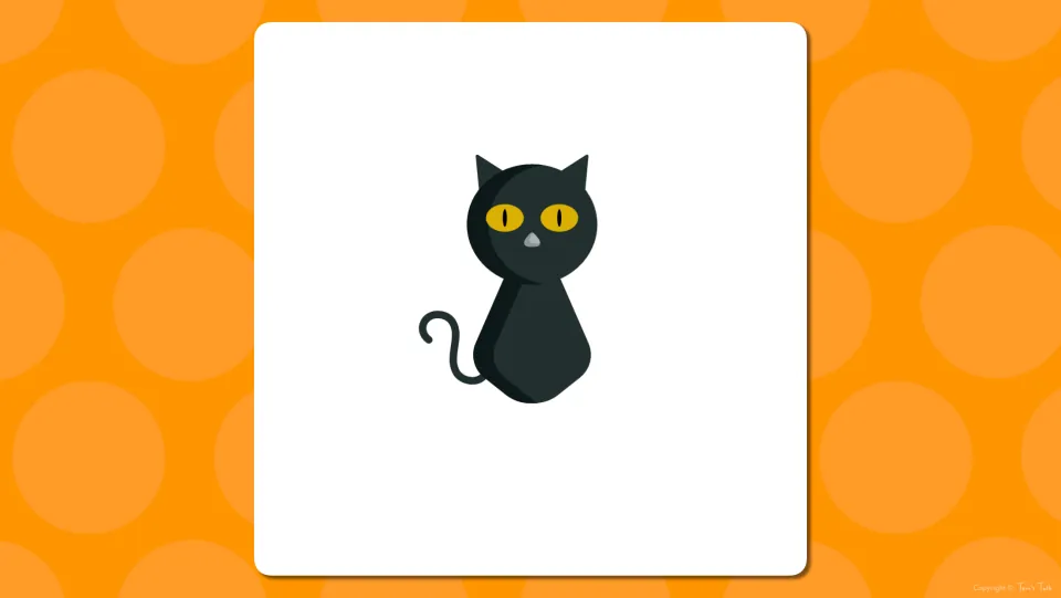 Halloween picture slide: a sitting black cat with yellow eyes and no label, for students to name before the word is revealed