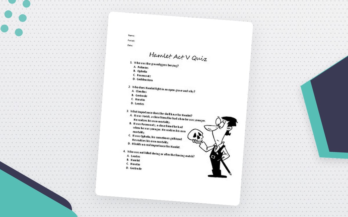 Hamlet Act 5 Quiz preview: Seven multiple-choice plot-comprehension questions
