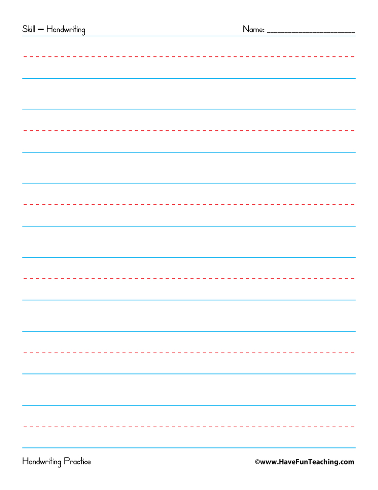 Handwriting Practice Paper by Teach Simple