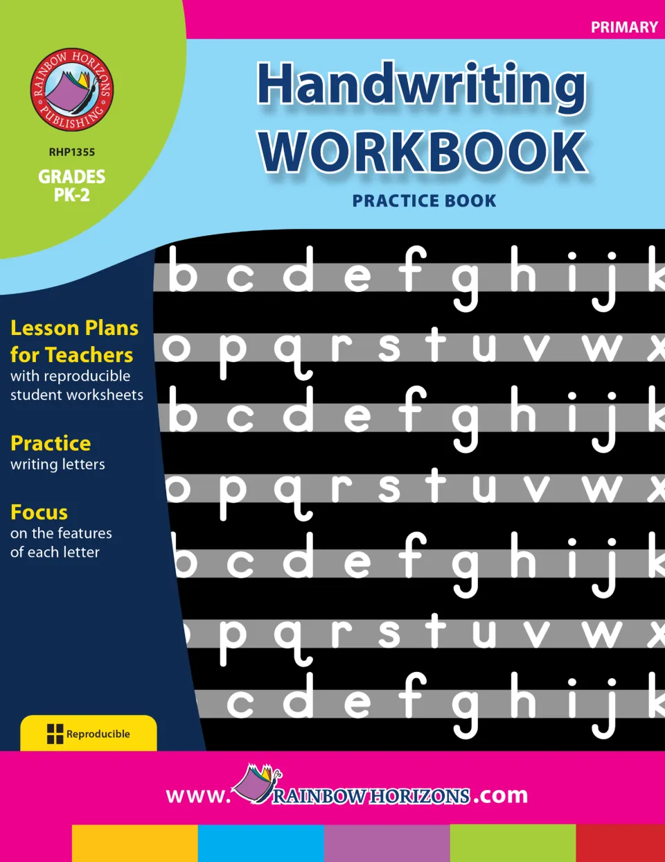 Handwriting Workbook cover, Grades PK-2: lesson plans with reproducible worksheets for practising lowercase letters