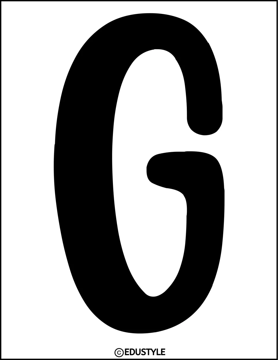 Black uppercase G, a cutout letter for the retro Christmas bulletin board or classroom door display
