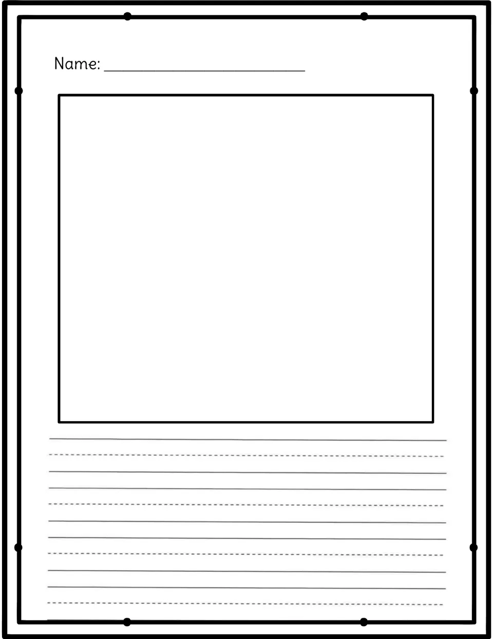 Candy house drawing and writing page: students sketch their house, then write four rows of sentences describing it