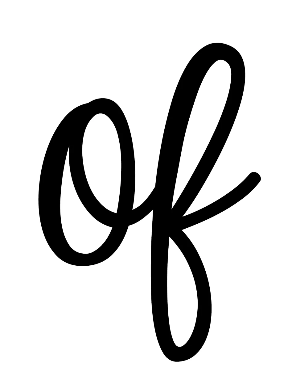 Black script word “of” to cut out for the camping bulletin board's Our Village of or Our Class of header