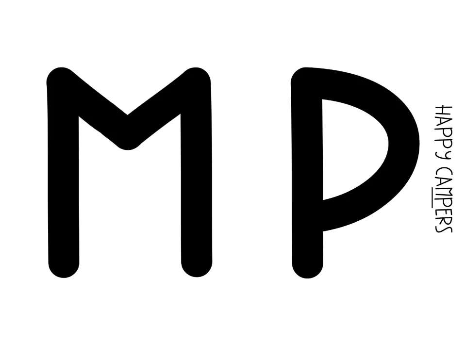 Bulletin board letters M and P in bold black print, the middle letters of CAMPERS, each sized to cut out and post
