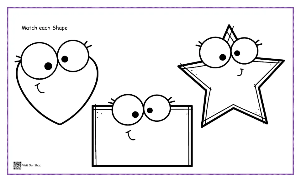 Match each shape: students set colored pieces onto smiling heart, rectangle and star outlines