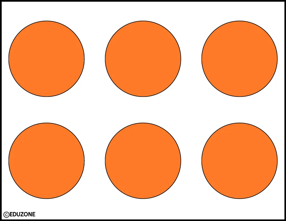 Six large orange circle cutouts on one sheet, part of the Thanksgiving bulletin board and door decor kit