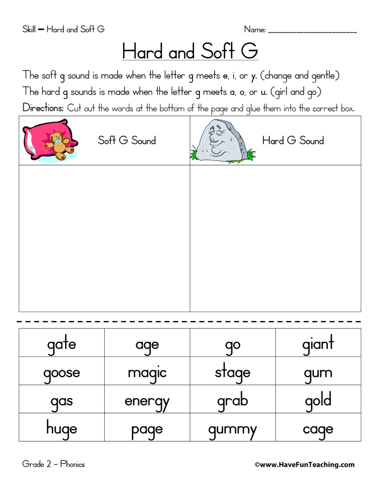 Hard G And Soft G Worksheet By Teach Simple