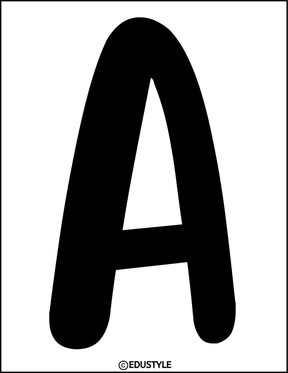 Display title letter A in solid black, printed full-page for the Black History Month bulletin board kit