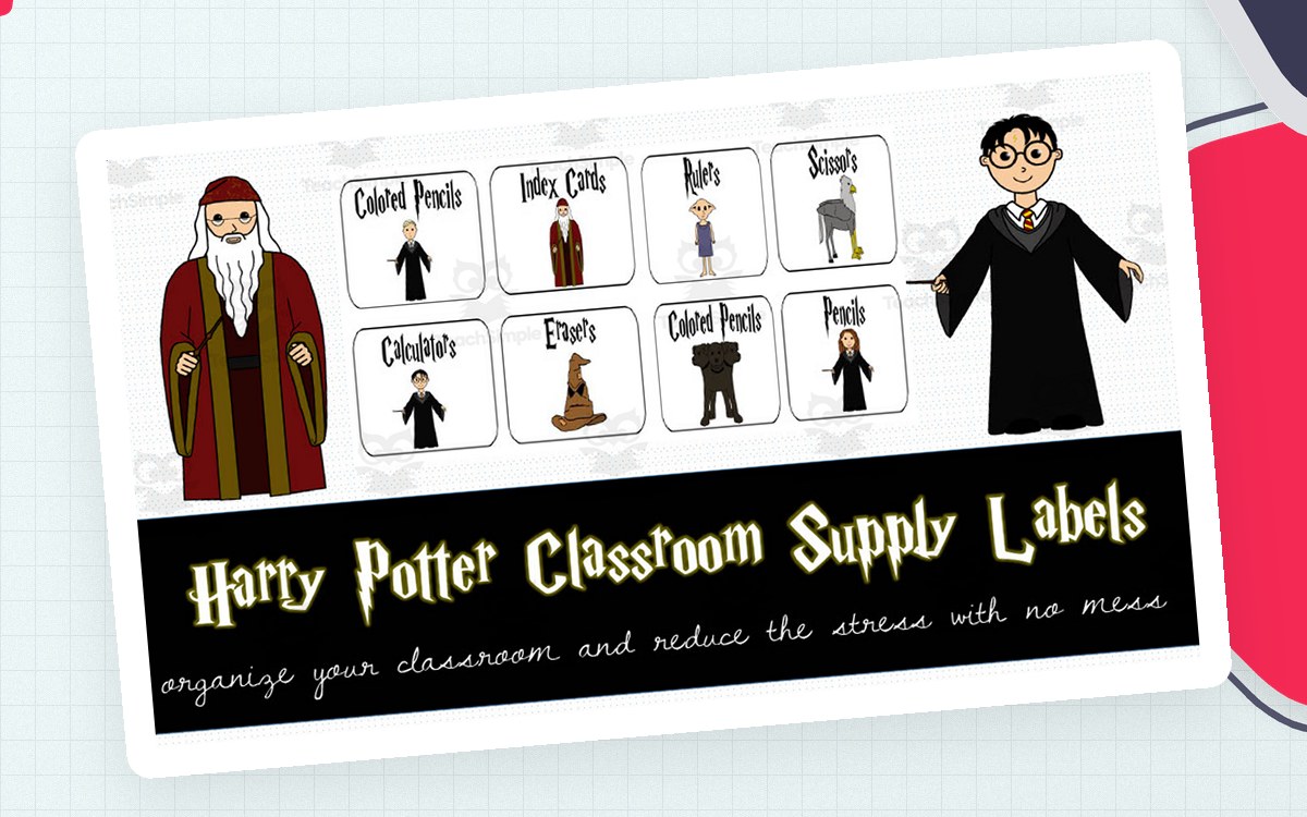 Harry Potter Classroom Supply Labels preview: Six pages of coordinated classroom supply labels